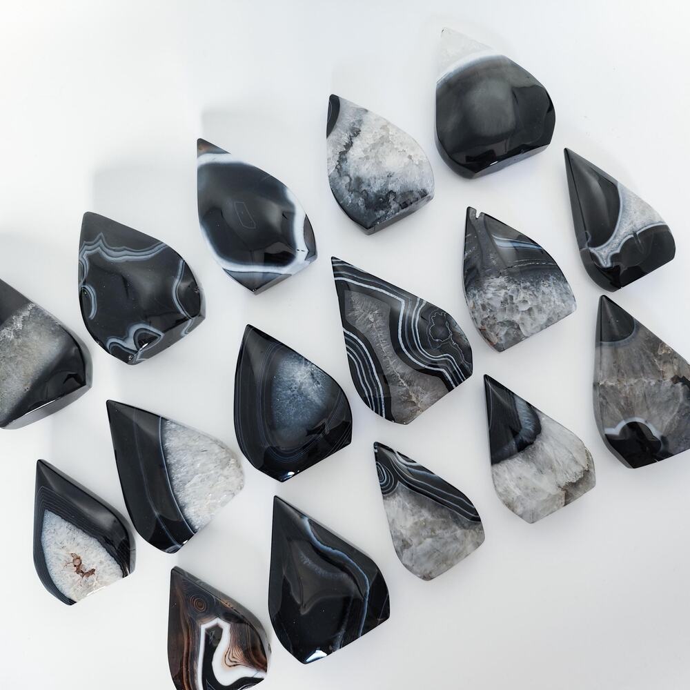 Black Agate Freeform Flame Crystal Black Onyx